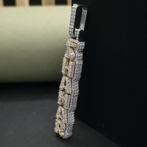 Collier Pendentif Diamant Lettre Rêve de Qualité Supérieure, Style Hiphop, Sertissage Pavé, Unisexe, Cadeau pour Anniversaire, Quotidien - Product Image 4