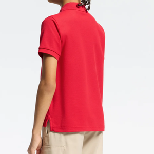 Polo en coton rouge uni avec logo pour uniforme scolaire enfant, personnalisable - Product Image 3