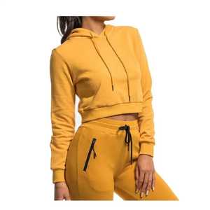 Two Piece Jogger Set Women Custom Crop <b>Top</b> Hoodie Blank Oversized Loose Women Hoodies And Shorts Sets - Product Image 4