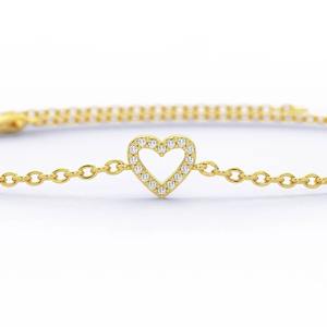 Bracelet Cœur Diamant Fantaisie en Or Massif 14K, Chaîne Délicate avec Diamants en Forme de Cœur, Idée Cadeau Romantique pour Elle, Anniversaire, Fêtes - Product Image 4