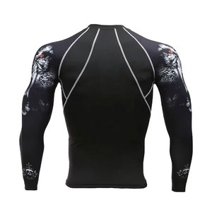 Camiseta de Manga Larga para Hombre, Negra, con Estampado de Calaveras Coloridas, Diseño Sublimado, Secado Rápido, Spandex, Poliéster - Product Image 2