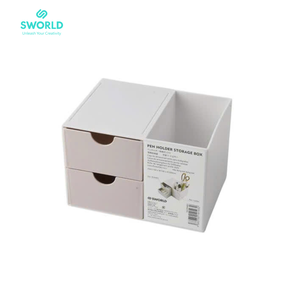SWORLD Pastel <b>Plastic</b> Pen Holder <b>Storage</b> Box, Multi-Compartment Desk Organizer with <b>Drawer</b> for Office Supplies Wholesale - Product Image 1