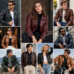 Veste en cuir véritable 100% pour hommes et femmes, en cuir de chèvre véritable, style racer, fabriquée au Bangladesh, en stock, surplus, liquidation, vente en gros - Product Image 4