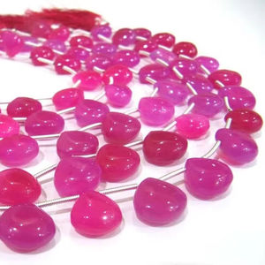 Perles en calcédoine rose vif naturelle, forme cœur, simples, 8 pouces de long - Product Image 4