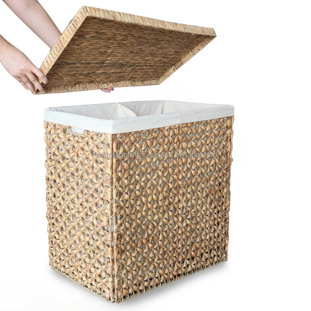 Best Selling Eco-friendly Wicker Square Rattan Laundry Basket Clothing Storage at Factory Price Foldable Laundry Hamper Natural