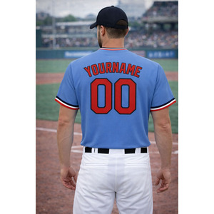 Maillots de baseball personnalisés brodés pour hommes, vente en gros OEM, avec boutons, uniformes de baseball sur mesure - Product Image 4