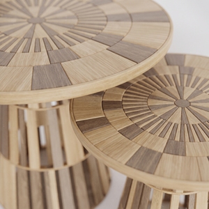 Table basse ronde en bois massif, moderne et mobile, table d'appoint, brun naturel, meubles de salon - Product Image 3