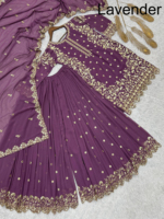 Jahitan Sharara Gharara bordir India kerja etnik tradisional 3-potong Set sutra Georgette musim dingin pernikahan Diwali