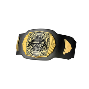 Ceinture de championnat en cuir noir avec plaque dorée et design complexe pour récompenses personnalisées - Product Image 5