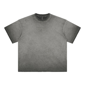 Ensemble short et t-shirt décontracté pour homme, style vintage streetwear, délavé et effiloché, collection été 2025, pour couples - Product Image 6