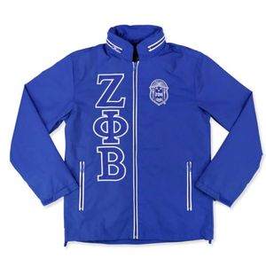 Zeta Phi Beta Blue Windbreaker <b>Jacket</b> Greek Letter Sorority Outerwear Lightweight Zip Up Casual Sporty <b>Jacket</b> - Product Image 1