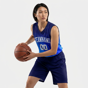 Camiseta de Baloncesto Sublimada Personalizada, Azul y Blanca, de Malla, Sin Mangas, Unisex, Ajuste Atlético para Adultos, con Impresión del Nombre del Equipo - Product Image 2