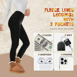 Leggings Térmicos Gruesos con Cintura Elástica para Mujer, al por Mayor, Personalizados, con Bolsillo, de Poliéster, Forrados de Felpa para Invierno, para Yoga - Product Image 4