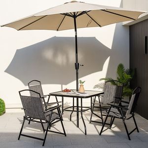 Tavolo da Pranzo da Esterno da 34 Pollici con Foro per Ombrellone da 1,5 Pollici, Piano in Vetro Temperato Quadrato, Elegante Supporto per Ombrellone da 1,5 Pollici - Product Image 5