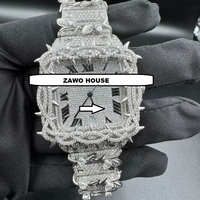 Montre ZAWO HOUSE au design unique, unisexe, de luxe, vintage, hip-hop, analogique, avec diamants Moissanite VVS1, en acier inoxydable, verre 20 mm, vente en gros