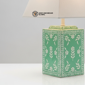 Handcrafted Bone Inlay <b>Table</b> <b>Lantern</b> with Floral Pattern Luxury Bedside Light Traditional Indian Art Decorative Desk <b>Lamp</b> - Product Image 5