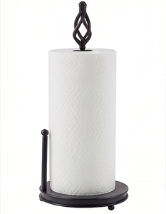 Support de rouleau de papier essuie-tout noir avec revêtement poudré, base ronde lestée, pour cuisine et comptoir de salle de bain - Product Image 1