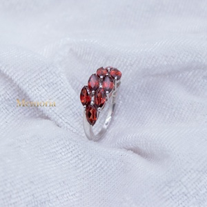 Wholesale 925 Sterling Silver Natural Marquise <b>Garnet</b> Multi Stone Cluster <b>Ring</b> Memoria Jewels - Product Image 4