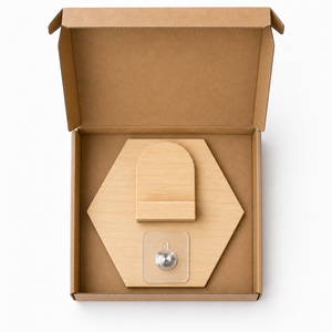 Support mural moderne en bois pour téléphone, support hexagonal en bois de pin pour téléphone, organisateur pour chambre à coucher, entrée, salon, décoration de la maison - Product Image 5