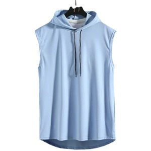 Camisetas sin mangas con capucha para hombre, camisetas deportivas de verano para gimnasio, culturismo, fitness, entrenamiento, chaleco deportivo de color sólido - Product Image 3