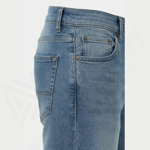 Jean en denim délavé coupe droite slim pour homme, taille mi-haute, en coton, style décontracté automne - Product Image 5