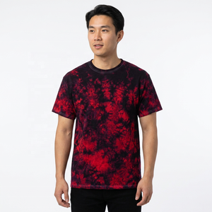 T-shirt décontracté pour homme en coton 100% tricoté, coupe ample, col rond, rouge et noir, respectueux de l'environnement - Product Image 6