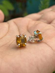 Boucles d'oreilles en citrine facettée, pierre précieuse ovale, argent sterling 925, bijoux délicats faits à la main pour femmes, bijoux fins - Product Image 3