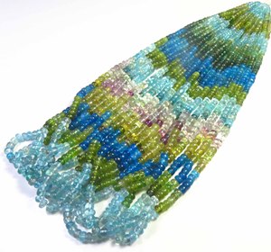 ลูกปัดอะพาไทต์ธรรมชาติคุณภาพสูง ร้อยเป็นเส้นยาว 15 นิ้ว ลูกปัดทรงกลมเรียบ สำหรับทำเครื่องประดับ ขนาด 3-4 มม. เจาะรูตรงกลาง - Product Image 1