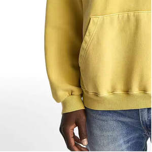 Sweat-shirt à capuche oversize jaune pour homme, streetwear décontracté, en molleton de coton, avec logo personnalisé, marque privée, vente en gros - Product Image 6