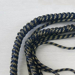 Aiguillette en cordon métallique tressé sur mesure avec extrémités en laiton pour uniformes, occasions formelles, luxe, 16 brins, bleu marine et or - Product Image 5