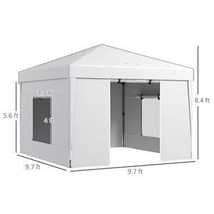 "10x10 Pop up <b>Canopy</b> <b>Tent</b> with Mesh Windows Reflective Top Sun Protection Instant Setup Adjustable Heights for Events White" - Product Image 3