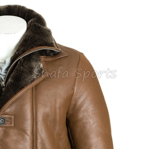 Sherpa Style Luxury <b>Men's</b> <b>Shearling</b> Leather <b>Jacket</b> Heavyweight Waterproof High Quality <b>Men</b> Leather <b>Jackets</b> <b>For</b> Sale - Product Image 3