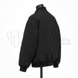 Chaqueta Bomber Negra para Hombre, Cierre de Cremallera, Color Sólido, Ropa Exterior Informal, Corte Regular, Material de Poliéster, Ropa de Otoño - Product Image 4