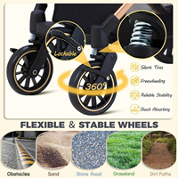 Poussette pliable pour animaux de compagnie à une seule touche pour petits chiens et chats avec système d'amortissement à 6 points et panier amovible