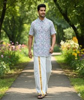 Kurta Dhoti Traditionnel en Coton pour Homme, Bordure Dorée, Style Indien et Pakistanais, Vêtement d'Été Décontracté et de Fête, Séchage Rapide, Infroissable