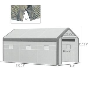 Serra da Giardino Grande 20 L X 10 L X 9 A con 8 Finestre Chiudibili, Porta Avvolgibile e Copertura in PE Resistente alle Intemperie - Product Image 3