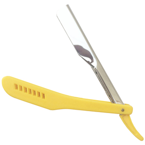 Afeitadora manual plegable de una sola cuchilla con mango de plástico amarillo para hombre, bajo MOQ, para dar forma al cabello, venta al por mayor - Product Image 1