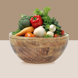 Grand Bol en Bois Écologique Style Américain Grande Capacité pour Servir les Repas en Famille, les Collations de Fête, le Popcorn, les Fruits et les Aliments Secs Aaliyan - Product Image 2