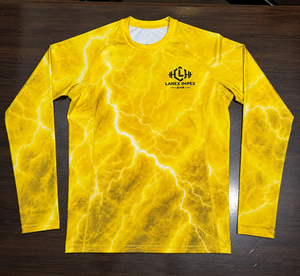 Men Yellow Lightning Compression Shirt Long Sleeve Rash Guard Gym Fitness Workout <b>Athletic</b> Base Layer Performance Sportswear - Product Image 5
