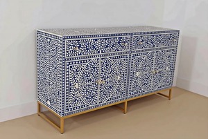 Muebles de mesa con incrustaciones de hueso, los más vendidos, con diseño de mosaico intrincado, muebles decorativos hechos a mano para interiores de casas modernas, en venta. - Product Image 2