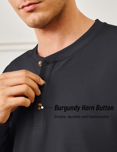 Camiseta Henley de Manga Larga para Hombre al por Mayor, 100% Algodón, Casual, Transpirable, con Botones, Cuello Redondo, OEM, Personalizada, de Secado Rápido - Product Image 3