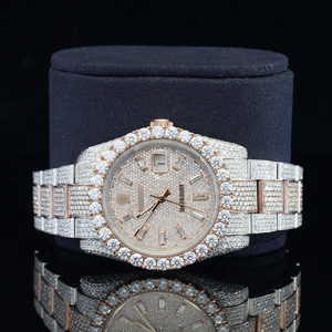 Reloj Automático Mixto con Bisel de Diamantes Grandes de 41 mm, Redondo, Totalmente en Tono Rosa, Estilo Hip Hop Personalizado, Movimiento Mecánico ETA de 6 mm - Product Image 1