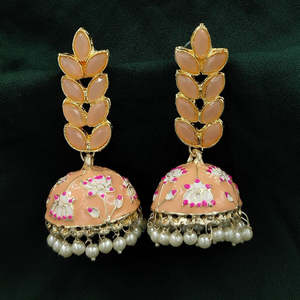 JeweleMarket Premium Floral Jhumka <b>Dangle</b> <b>Earrings</b> with Beads Zinc Alloy <b>Gold</b> Plated Imitation Pearl Wedding Fashion Women's - Product Image 1