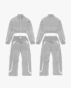 Women Tracksuit 2 Piece <b>Trouser</b> and Boxy Jacket 100% Nylon Inside Mesh Reflective Lines Baggy style Windbreaker Tracksuit - Product Image 5