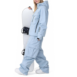 Traje de Esquí para Hombre, Color Azul Claro, Impermeable, 100% Poliéster, Elástico, con Chaqueta con Capucha y Pantalones Cargo para Snowboard y Deportes de Invierno - Product Image 2