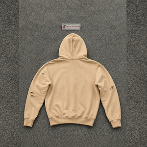 Sweat à capuche zippé en coton French Terry, beige vieilli, avec motif ange, coupe décontractée, style urbain, pour l'automne, motif graphique emblématique, style streetwear - Product Image 6
