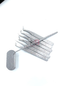 Stainless Steel Components Eyelash Tweezers <b>Set</b> Precision Tip Anti-Static for Eyelash Extension Manicure Tools Custom - Product Image 1
