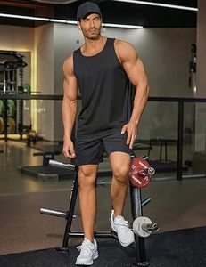 Men's <b>Black</b> Sleeveless <b>Tank</b> <b>Top</b> O-Neck Quick Dry Knitted Casual Workout Shirt Solid Color Polyester Fit - Product Image 3
