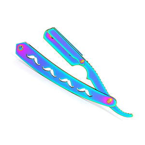 Navaja de afeitar profesional de doble filo con soporte para el dedo, plegable, para barba, cejas y bigote, diseño para barba - Product Image 1