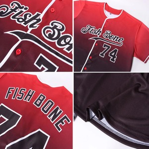 Anti-Bacterial Top Quality OMMiZ men Custom Red Black-White Authentic Fade Fashion <b>Baseball</b> Jersey - Product Image 5
